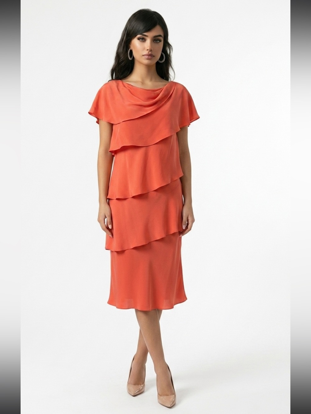 Melinda Eng Asymmetrical Coral Dress